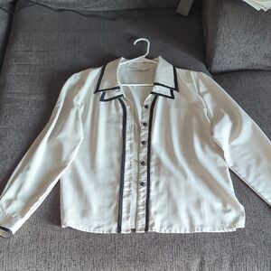 Chic White Blouse with Black Accents